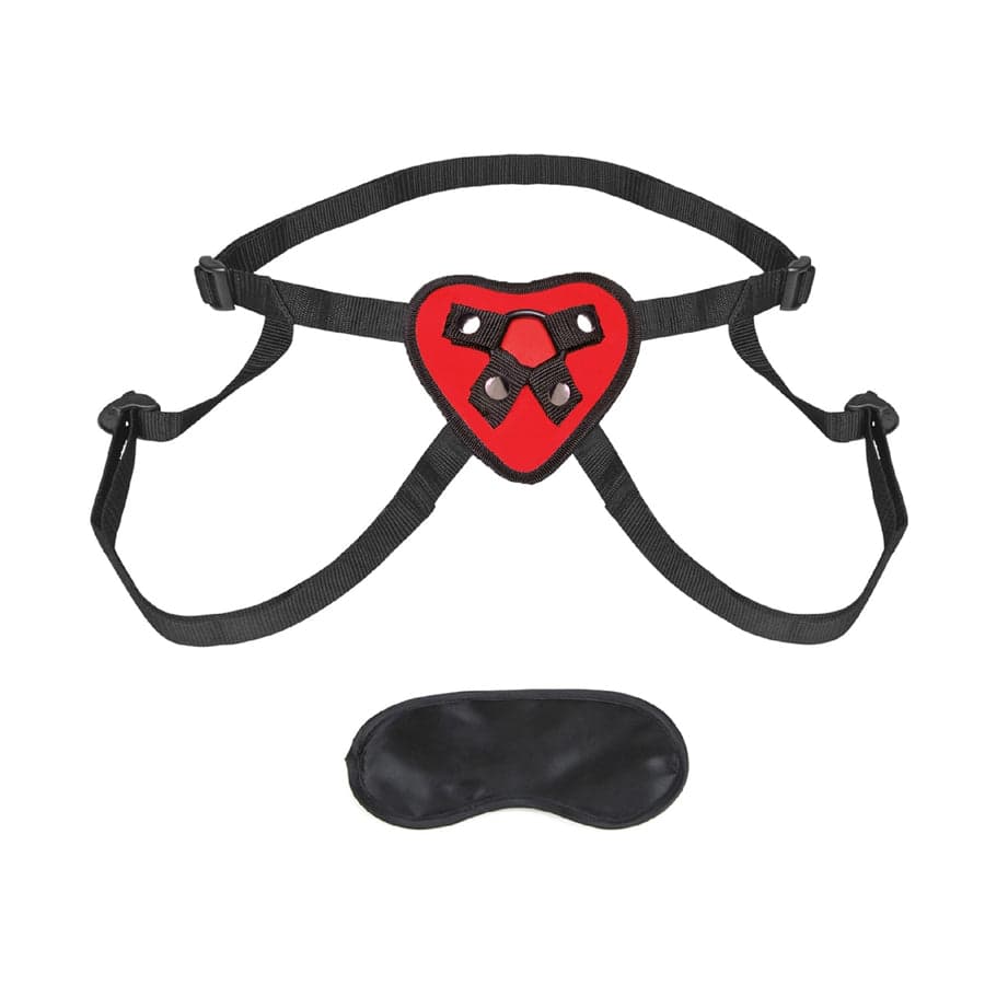 Lux Fetish ayarlı kırmızı Heart strap-on harness kırmızı siyah