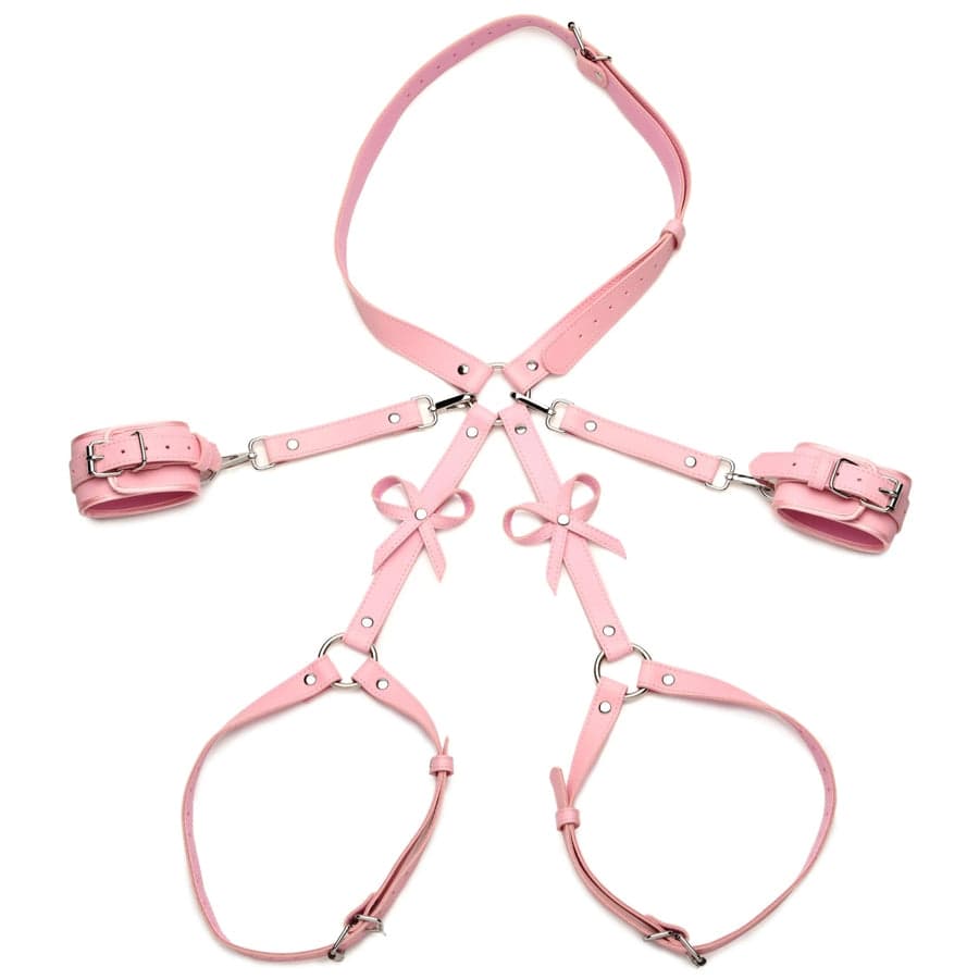 Strict Bondage harness ile Bows pembe orta büyük